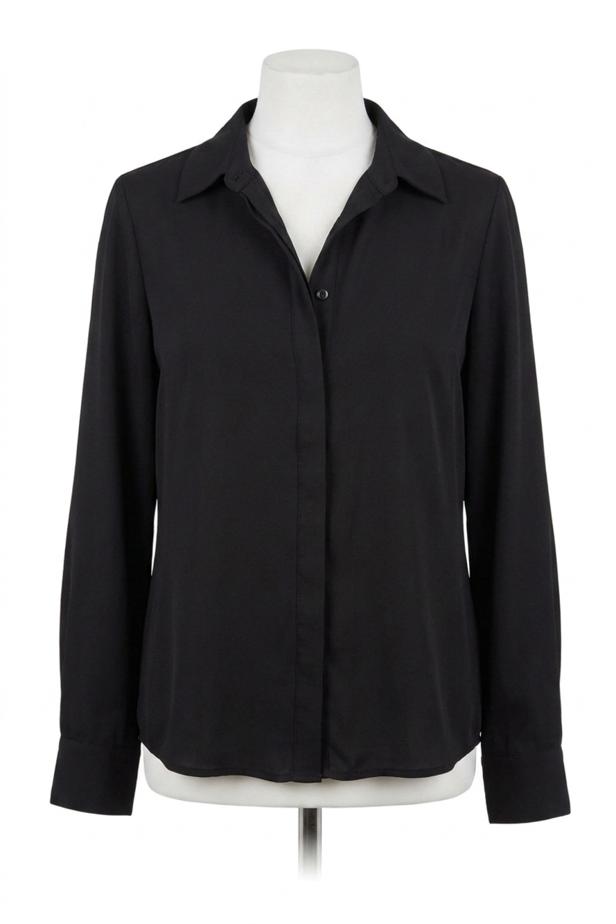 NEW BISHOP + YOUNG cate long sleeve ruched blouse in black
